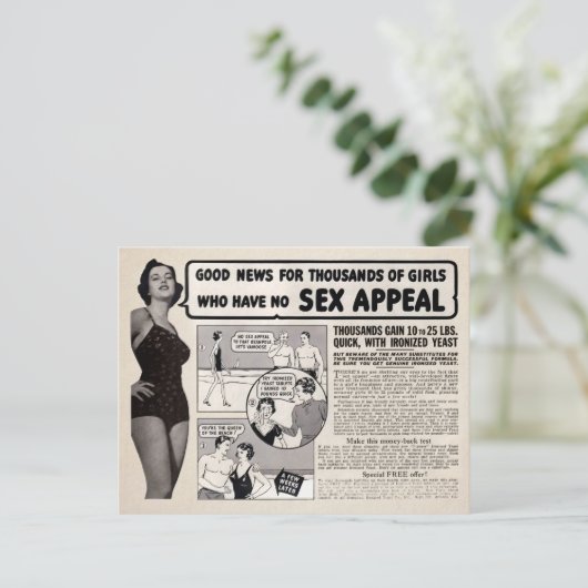 Vintage Skinny Girl Comic Advertisement Briefkaart (Staand voorkant)