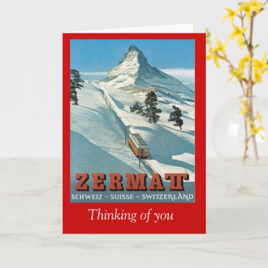 Vintage skiposter Zermat Kaart (Gele Bloem)