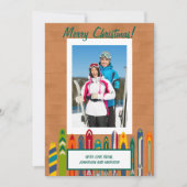 Vintage Skis Custom Photo Feestdagenkaart (Voorkant)