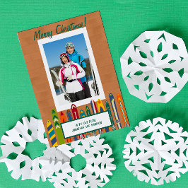 Vintage Skis Custom Photo Feestdagenkaart