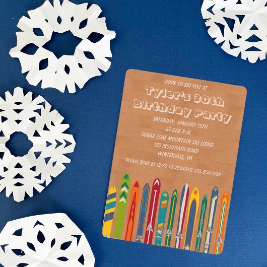Vintage Skis Custom Skiing Themed Party Kaart