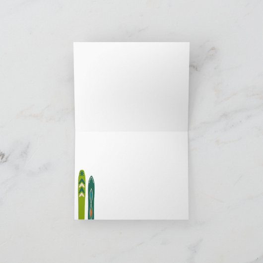 Vintage Skis Customizable Message Bedankkaart (Binnen)