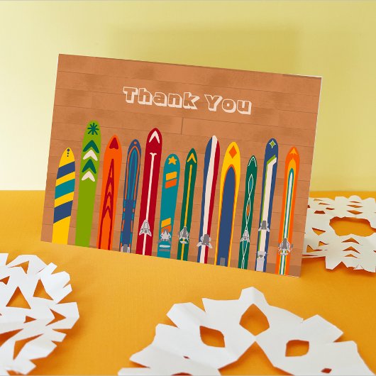 Vintage Skis Customizable Message Bedankkaart