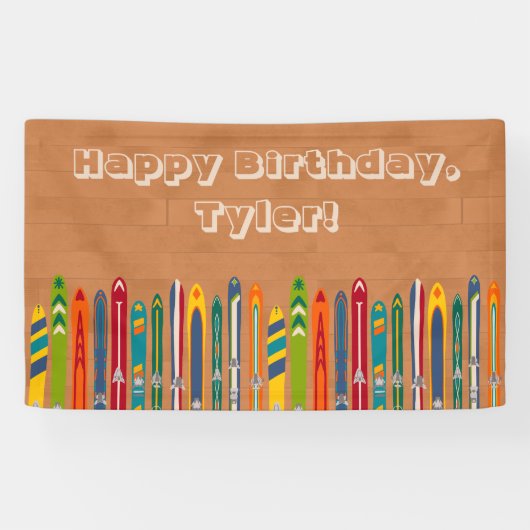 Vintage Skis Illustrations Custom Message Spandoek (Horizontaal)