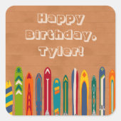 Vintage Skis on Brown Custom Message  Vierkante Sticker (Voorkant)