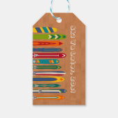 Vintage Skis on Brown Personalized Message Cadeaulabel (Voorkant)
