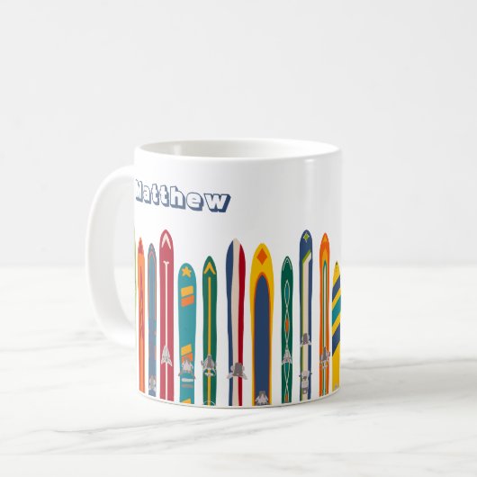 Vintage Skis Personalized Two Sided Koffiemok (Voorkant links)