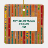 Vintage Skis Photo Keepsake Keramisch Ornament (Achterkant)