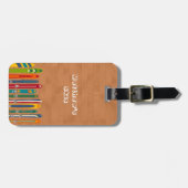 Vintage Skis Skiers Two Sided Personalized Bagagelabel (Voorkant horizontaal)