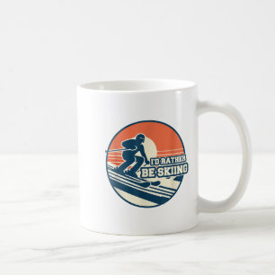 Vintage Skisilhouet Ontwerp Met Zonsondergang Grad Koffiemok