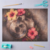 Vintage Skull with Magnifying Glass and Hibiscus Tissuepapier (Craft)