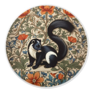 Vintage Skunk geïnspireerd door William Morris Keramische Knop