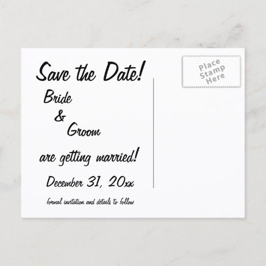 Vintage Sla de datum op! Aankondigingskaart (Achterkant)