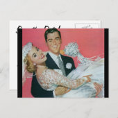 Vintage Sla de datum op! Aankondigingskaart (Voorkant / Achterkant)