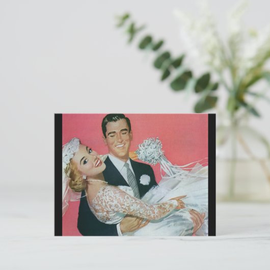 Vintage Sla de datum op! Aankondigingskaart (Staand voorkant)