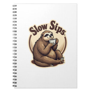Vintage Slaapdier Luiaard Koffieliefhebber Cute Re Notitieboek