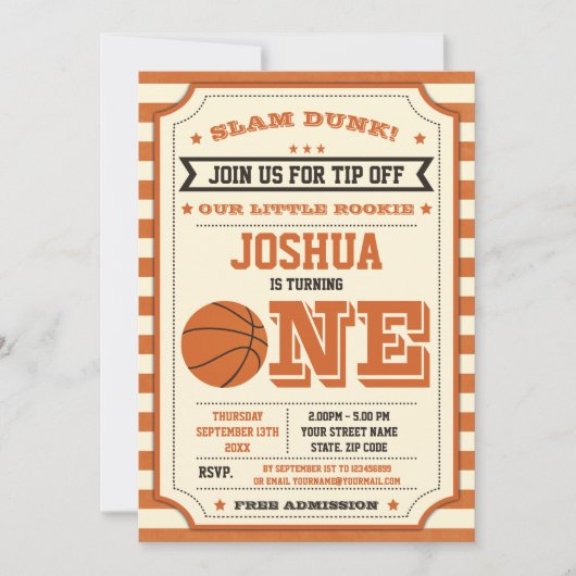 Vintage Slam Dunk 1e Verjaardagskaartje Kaart (Voorkant)