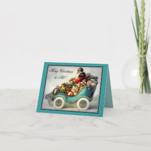 Vintage sleigh- van de Auto van de Kerstman van Feestdagen Kaart