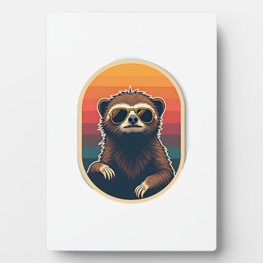 Vintage Sloth Sunglasses Retro Sunset Vector Art 2 Fotoplaat (voorkant)