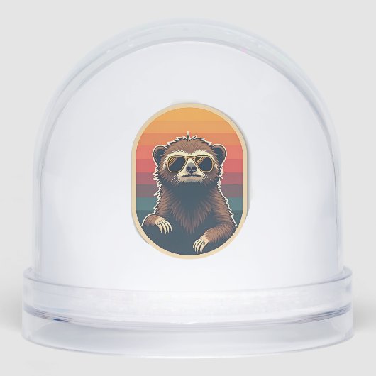 Vintage Sloth Sunglasses Retro Sunset Vector Art 2 Sneeuwbol (Voorkant)