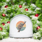 Vintage Sloth Sunset Vector Retro Hanging Art 2 Sneeuwbol (Kerstmis)