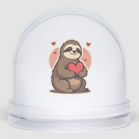 Vintage Sloth Valentine Cute Retro Love Design 2 Sneeuwbol (Voorkant)