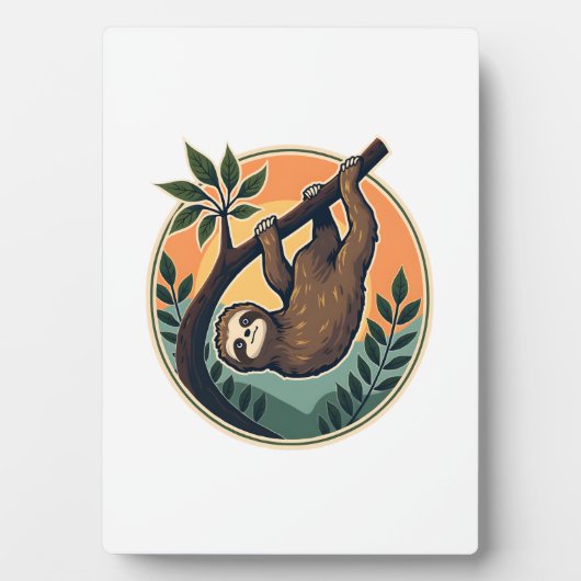 Vintage Sloth Vector Retro Wildlife Badge 2 Fotoplaat (voorkant)