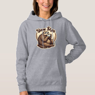 Vintage Sluimerende Luiaard Koffieliefhebber Cute Hoodie
