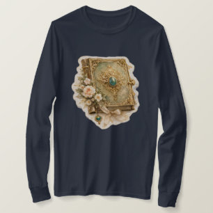 Vintage Smaragd Verhalenboek Lange Mouwen T-Shirt