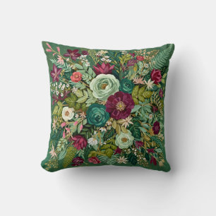 Vintage smaragdgroene botanische afbeelding kussen