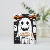 Vintage Smiling Ghost Halloween party Feestdagenkaart (Staand voorkant)