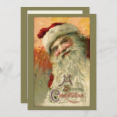 Vintage Smiling Santa Feestdagenkaart (Voorkant / Achterkant)