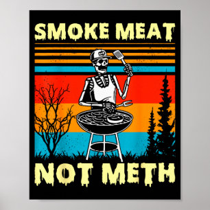 Vintage Smoke Meat Niet Skelet Grappige Barbecue G Poster