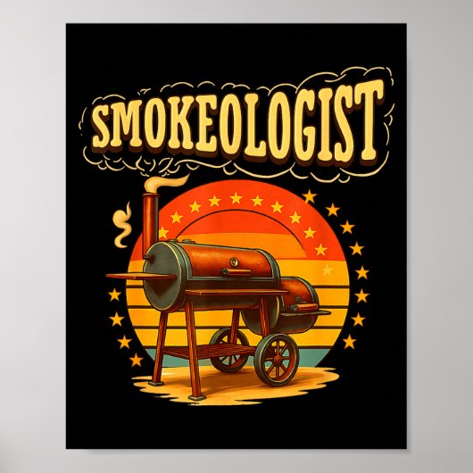 Vintage smokeoloog pitmaster bbq rokerend grillen poster (Voorkant)