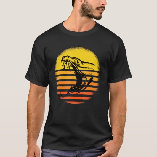 Vintage Snake Retro Sunset Snake T-shirt (Voorkant)