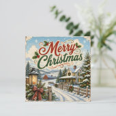 vintage sneeuw dorp plat kaart (Staand voorkant)
