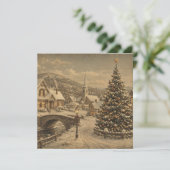 vintage sneeuwdorp plat kaart (Staand voorkant)