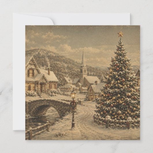 vintage sneeuwdorp plat kaart (Voorkant)