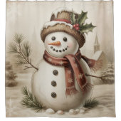 Vintage Sneeuwman Douchegordijn (Voorkant)