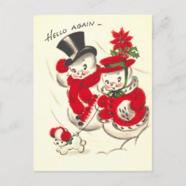 Vintage Sneeuwman en Briefkaart Snowwoman