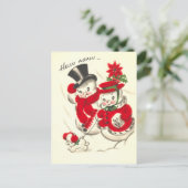 Vintage Sneeuwman en Briefkaart Snowwoman (Staand voorkant)
