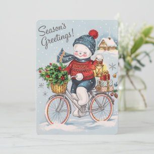 Vintage Sneeuwman Lantaarn Knus Winter Kaart