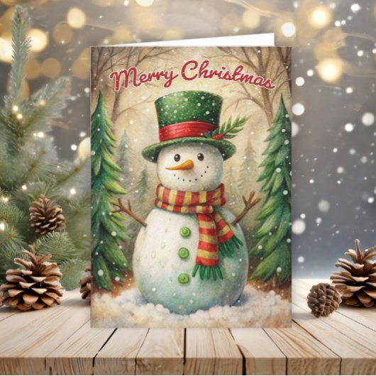 Vintage Sneeuwman Prettig Kerstfeest Feestdagen Kaart
