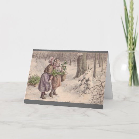 Vintage-sneeuwpoppen Feestdagen Kaart (Voorkant)