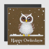 Vintage Sneeuwuil Kerst Magnetische Kaart (Voorkant / Achterkant)