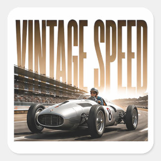 Vintage Snelheid Luxe Racing Editoriale Grafiek Vierkante Sticker