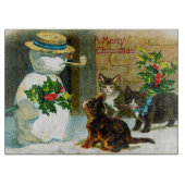 Vintage snijplaat van sneeuwman en katten snijplank (Voorkant)