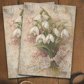 Vintage Snowdrop Bouquet Decoupage Ephemera Tissuepapier