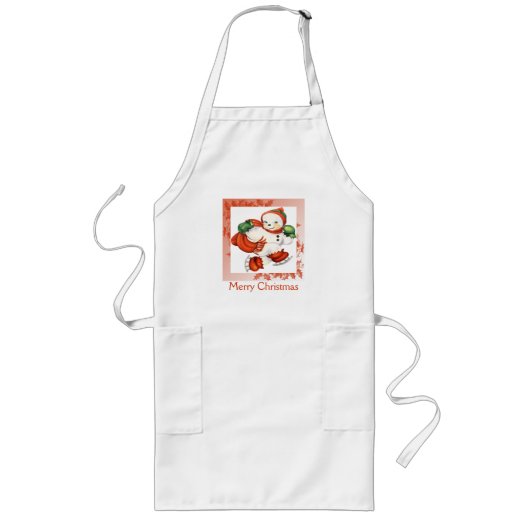 Vintage Snowman Apron Lang Schort (Voorkant)