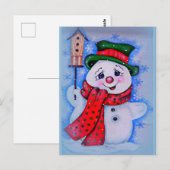 Vintage Snowman Briefkaart (Voorkant / Achterkant)